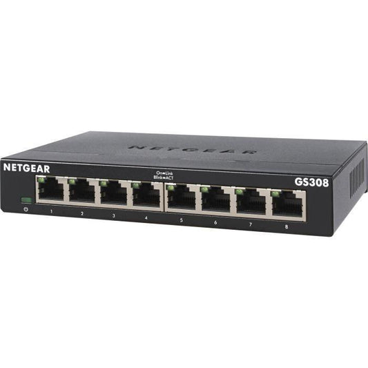 NETGEAR GS308 - 300PES Switch Ethernet Métal 8 ports Gigabit (10/100/1000) - Paloma Tech