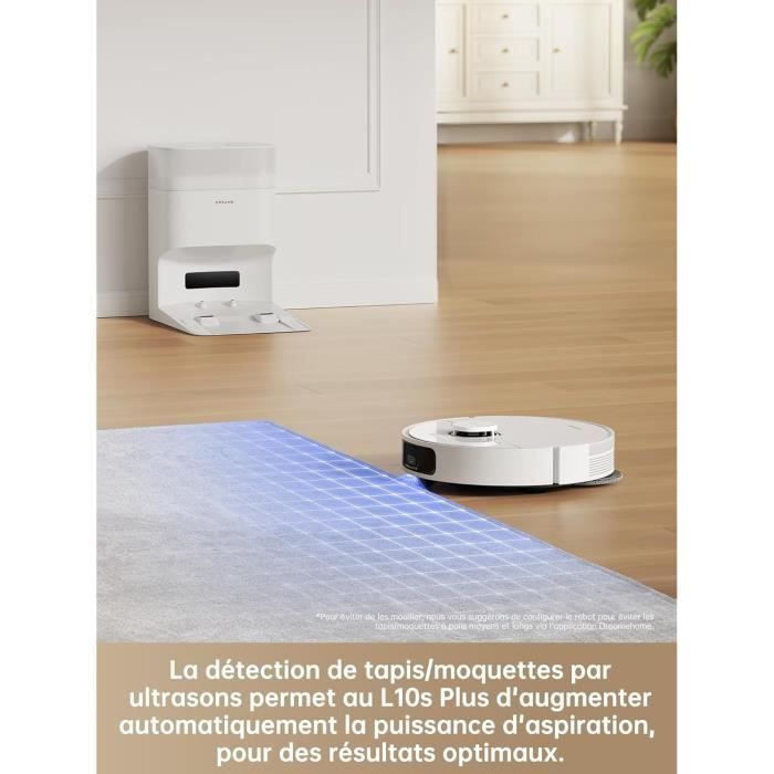 Aspirateur robot Dreame L10s Plus avec détection ultrasonique des tapis