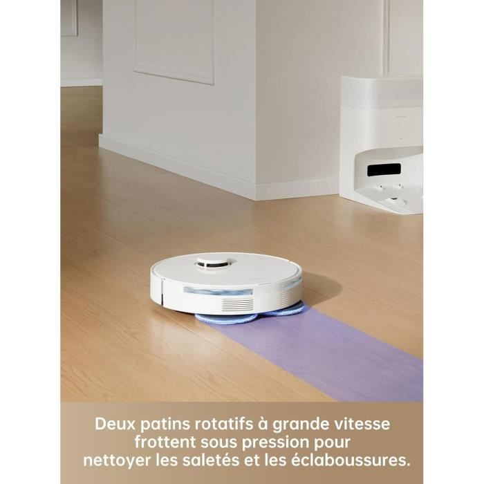 Aspirateur robot Dreame L10s Plus avec brosses rotatives et faisceau lumineux violet