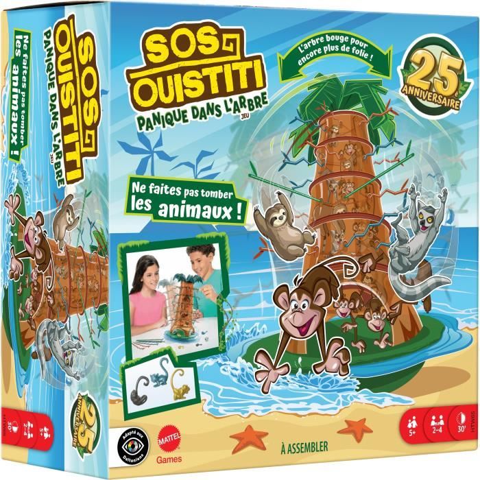 NOUVEAU Mattel Games - SOS Ouistiti : Panique dans l’arbre-Jeu de société familial HTW65