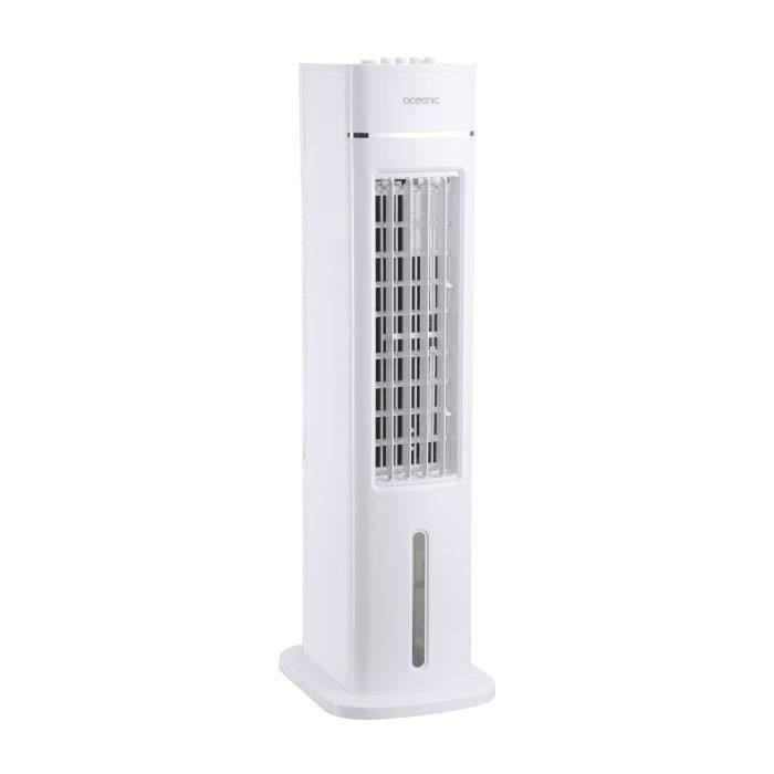 OCEANIC Rafraîchisseur d’air Ventilateur colonne OCEANIC - 70W - Hauteur 76.5 cm - 3,5L - 3 vitesses - Oscillant - Blanc