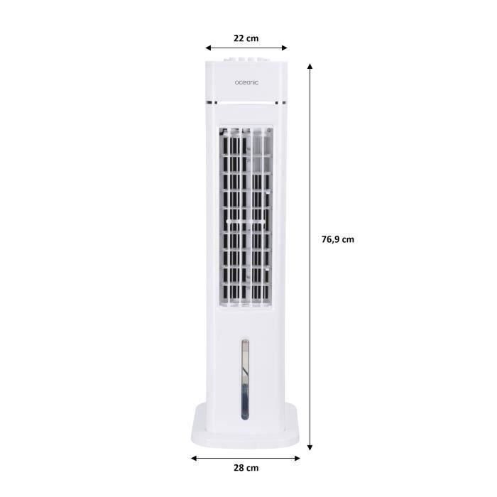 OCEANIC Rafraîchisseur d’air Ventilateur colonne OCEANIC - 70W - Hauteur 76.5 cm - 3,5L - 3 vitesses - Oscillant - Blanc