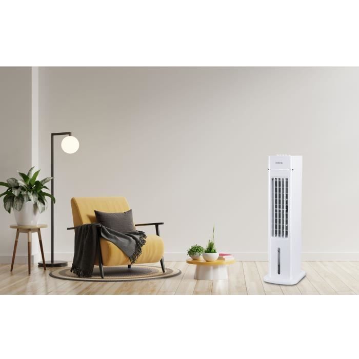 OCEANIC Rafraîchisseur d’air Ventilateur colonne OCEANIC - 70W - Hauteur 76.5 cm - 3,5L - 3 vitesses - Oscillant - Blanc