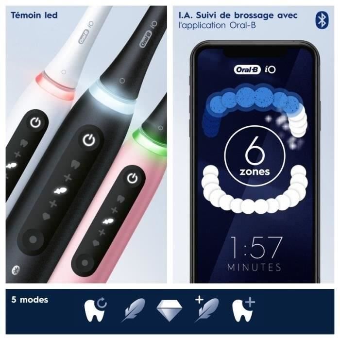 Oral-B iO 5 Lot De 2 Brosses a Dents Électriques Noire et Blanche 2 Brossettes