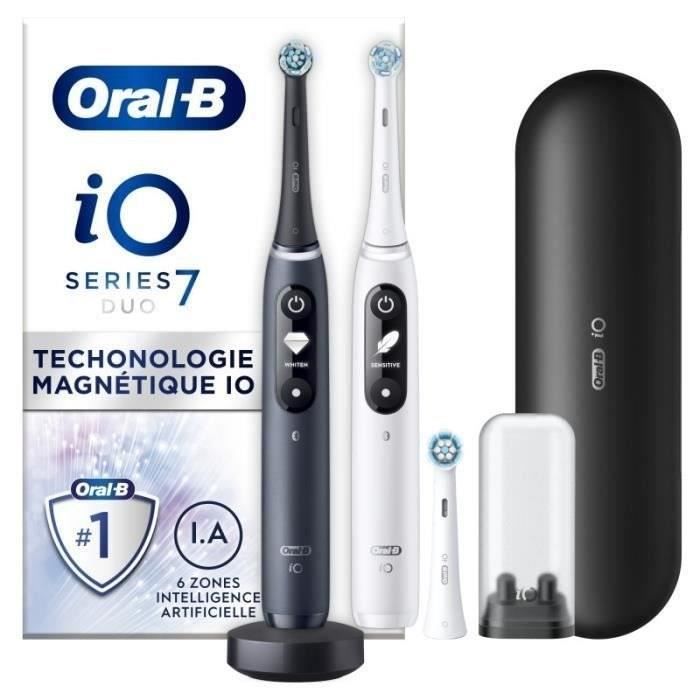 Oral-B iO 7 Oral-B iO 7 Lot De 2 Brosses a Dents Électriques Noire et Blanche 3 Brossettes 1 Étui De Voyage