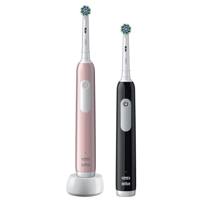 Oral-B Pro Series 1 Lot De Deux Brosses a Dents Électriques Rose Et Noire 2 Brossettes Conçue Par Braun