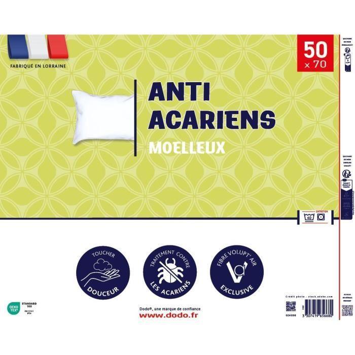 Oreiller anti - acariens 50x70 cm - 100% Polyester - DODO - Paloma Tech