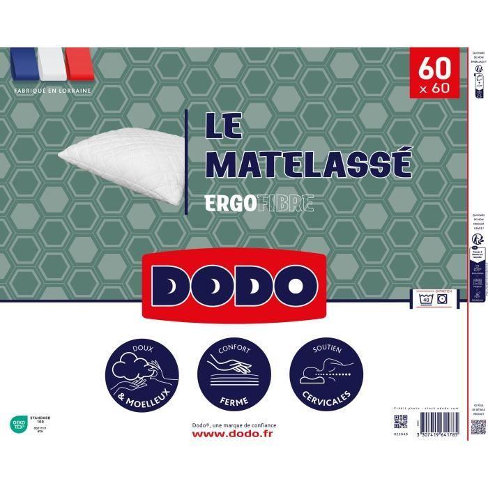 Oreiller Le Matelassé DODO - 60x60 cm - Soutien ferme - Taie déhoussable - Paloma Tech