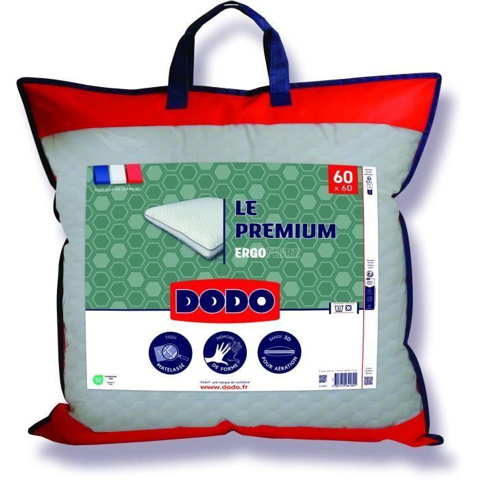 Oreiller Le Premium DODO - 60x60 cm - Mémoire de forme - Taie déhoussable - Paloma Tech