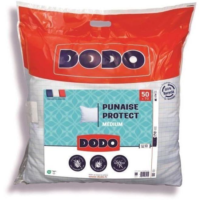 Oreiller médium DODO 50x70 cm - Protection anti punaise, anti acarien - 550 gr - Blanc - Fabriqué en France - Paloma Tech