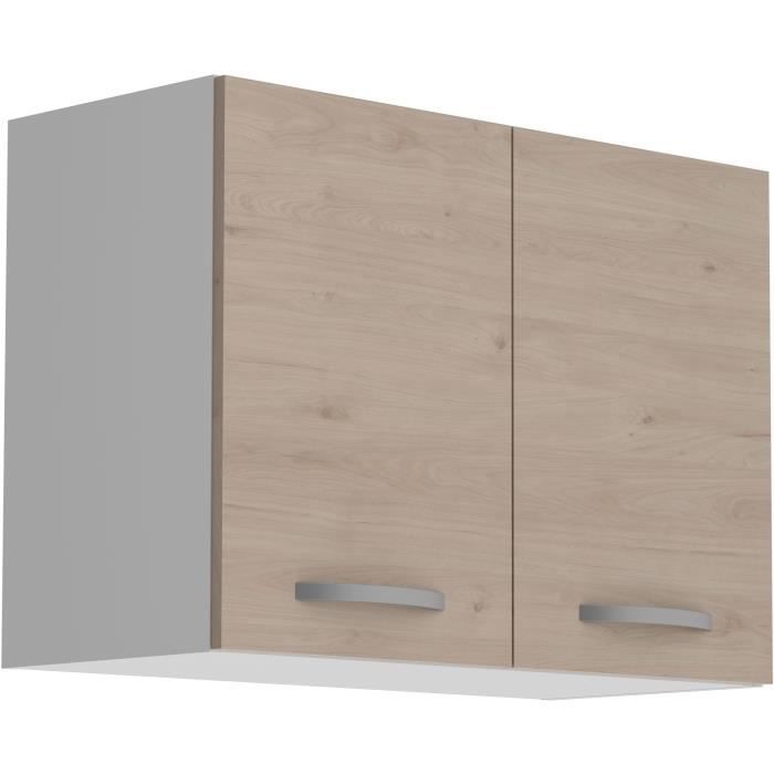 OSLO Meuble haut 2 portes - Décor Chene Jackson - L 80 x P 36 x H 58 cm