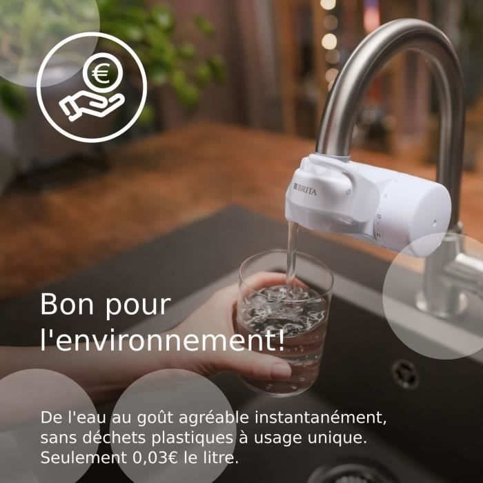 Pack 1 Filtre a eau - BRITA - ON TAP V - 600 L d’eau filtrée / 4 mois - Compatible systeme de filtration sur robinet