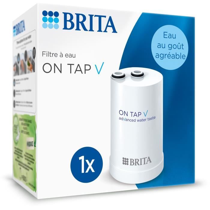 Pack 1 Filtre a eau - BRITA - ON TAP V - 600 L d’eau filtrée / 4 mois - Compatible systeme de filtration sur robinet