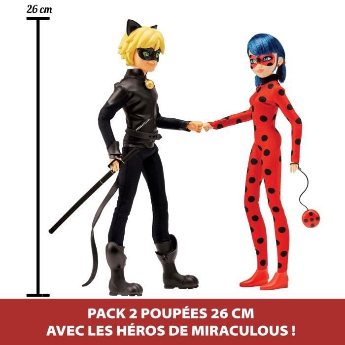 Pack de 2 Poupées mannequin 26 cm Miraculous Ladybug - Revivez les aventures de Ladybug et Chat Noir