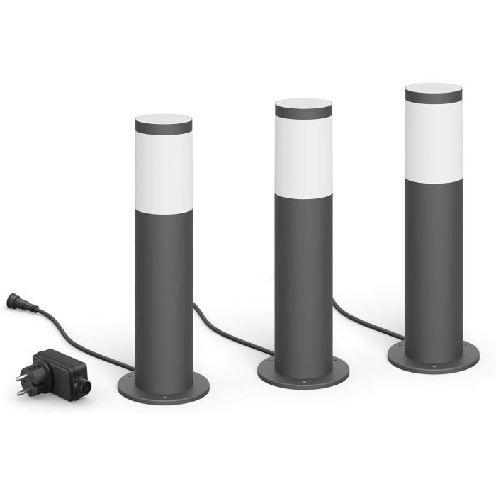 Pack de 3 bornes extérieures PHILIPS Garden Link - Basse tension - 24W, IP44, 2700K - Anthracite PHILIPS