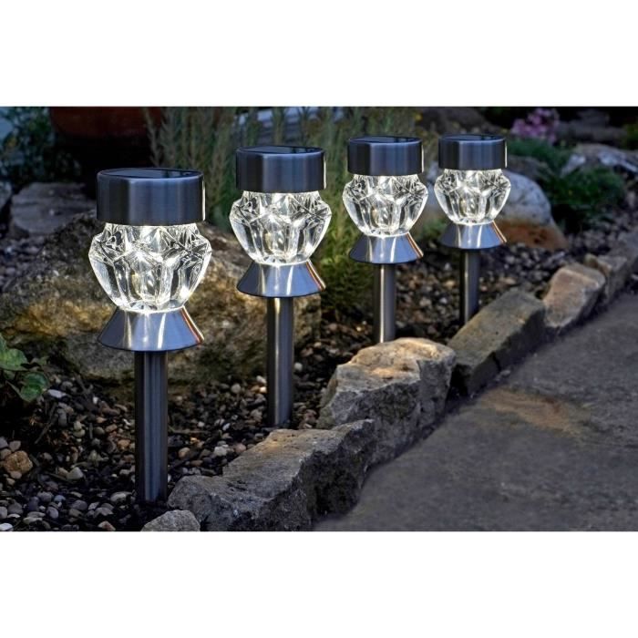 Pack de 4 balises solaires verre Crystal - SMART GARDEN SMART GARDEN