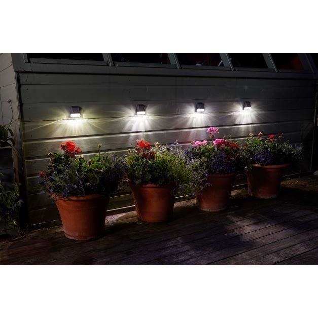 Pack de 4 Spots Solaires Muraux SMART GARDEN - Éclairage de 3 Lumens - LED - Plastique - Gris SMART GARDEN