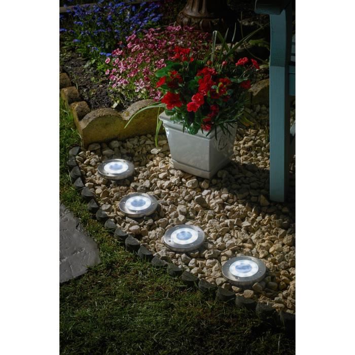 Pack de 4 Spots solaires UpSMART GARDEN -Light - 5 lumens - Acier - LED intégrée - SMART GARDEN SMART GARDEN