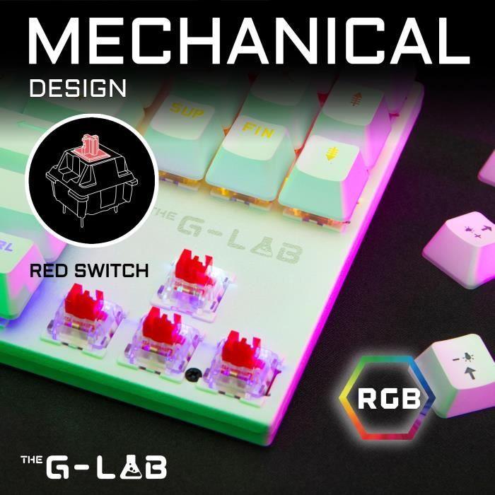 Combo Gaming Clavier mécanique TKL + Souris - THE G - LAB - COMBO MERCURY W - Blanc - Paloma Tech