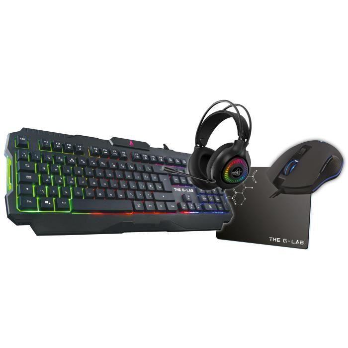 Combo Gaming 4 en 1 - Clavier rétroéclairé / Souris rétroéclairée/ Casque + Tapis de souris - THE G - LAB - COMBO - ACTINIUM/FR - Paloma Tech