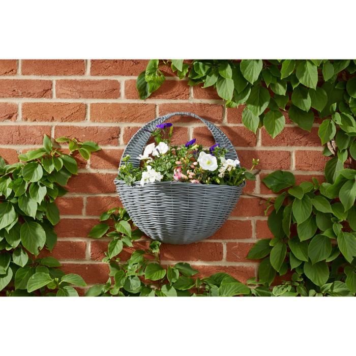 Panier mural - Faux rotin - Gris - 41 cm - SMART GARDEN SMART GARDEN