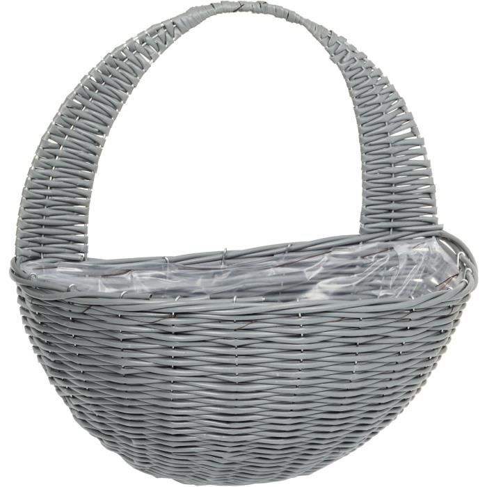 Panier mural - Faux rotin - Gris - 41 cm - SMART GARDEN SMART GARDEN