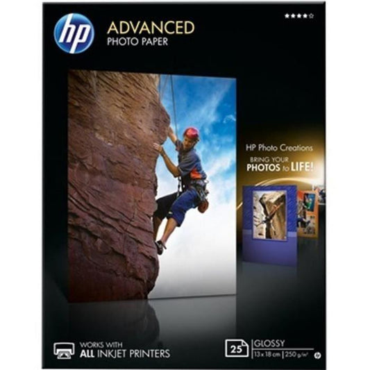 Papier Photo Brillant HP Advanced - 25 feuilles - 13 x 18 cm - Sans Bordures - Paloma Tech