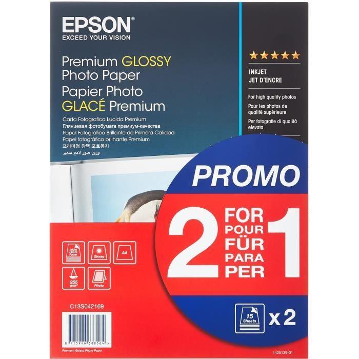 Papier photo brillant premium - EPSON - A4 - 255g/m2 - 2x15 feuilles - Paloma Tech