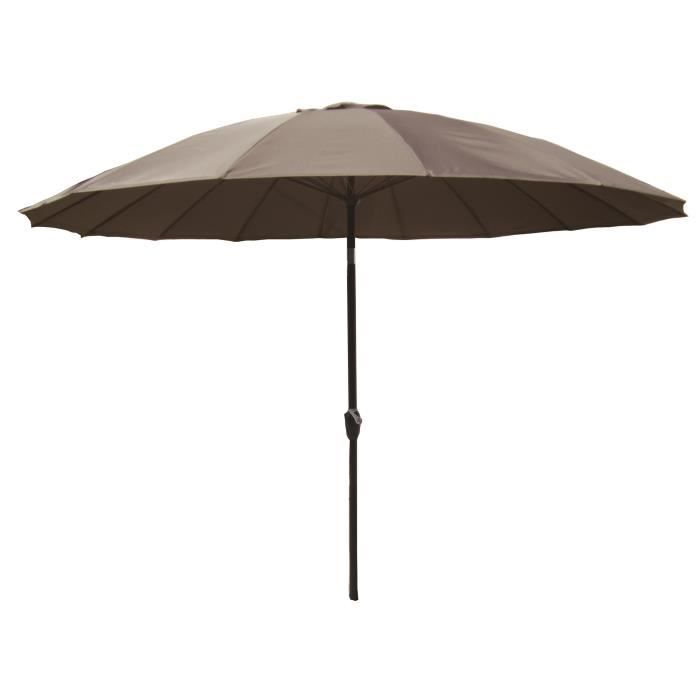 Parasol droit Shanghai inclinable - Diametre 3m - Mat aluminium et toile polyester 180g - Taupe AUCUNE