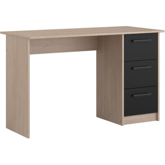 PARISOT Bureau droit 3 tiroirs - Décor chene Brooklyn - L 121,4 x P 55 x H 74.5 cm - ESSENTIELLE - Paloma Tech