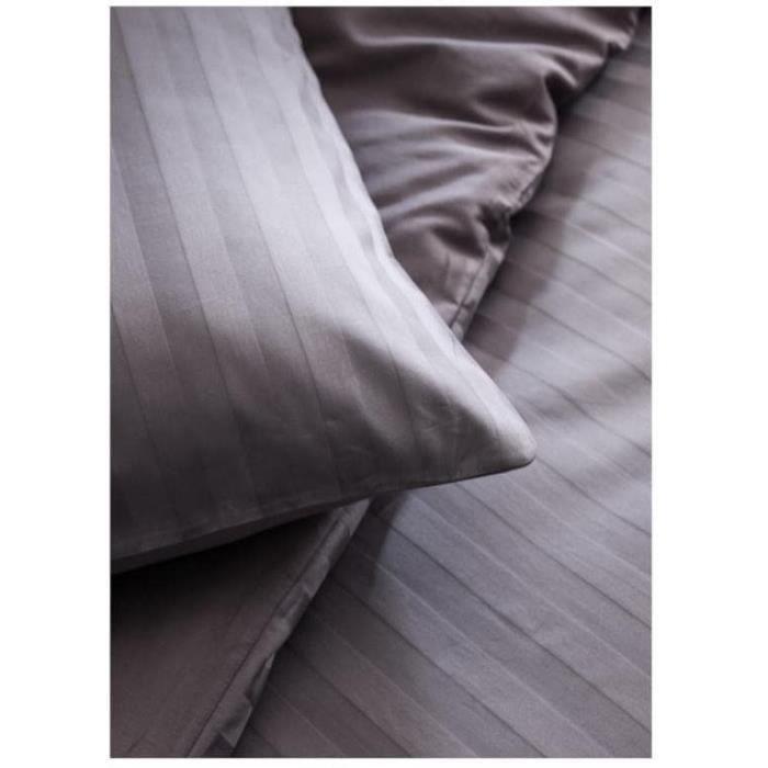 Parrure de lit TODAY Prestige - 220 x 240 cm - 2 personnes - 100% Satin de coton - Fusain - Paloma Tech