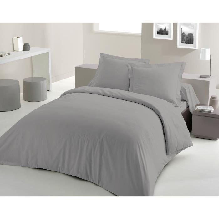 PARURE DE COUETTE LOVELY HOME - 240x260 cm - 100% COTON - GRIS CLAIR - Paloma Tech