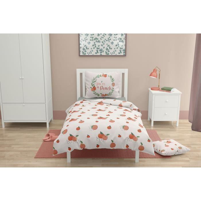 Parure de couette ROUPILLON Peachy - 2 Pcs - 140 x 200 - 100% Coton - Pastel - Paloma Tech