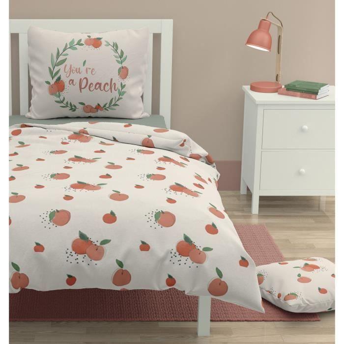 Parure de couette ROUPILLON Peachy - 2 Pcs - 140 x 200 - 100% Coton - Pastel - Paloma Tech