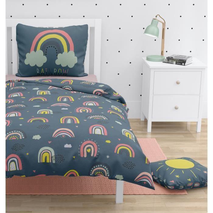 Parure de couette ROUPILLON Rainbow - 2 Pcs - 140 x 200 - 100% Coton - Night - Paloma Tech