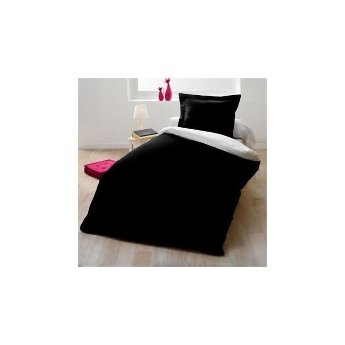 Parure housse de couette 1 personne - 140x200 cm - 100% Coton - Bicolore Noir et blanc - Paloma Tech