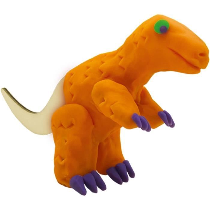 Pâte a modeler - Squelettes de dinosaures en bois - Orange et violet - Pour enfant a partir de 3 ans