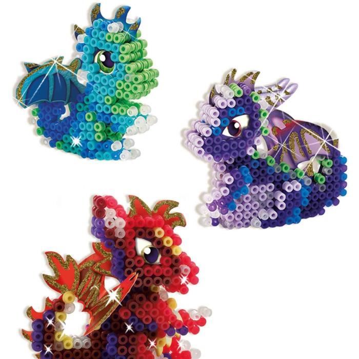 Perles a repasser - Dragons - SES CREATIVE - Fabrique 3 types de dragons en 3D.