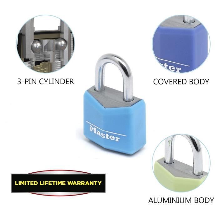 Petits Cadenas - MASTER LOCK - 9120EURQCOLNOP - Clés communes - Pack Familiale de 4 - Couleurs assorties