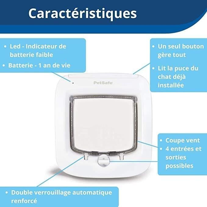 PetSafe- Chatiere a puce électronique PPA19-16145, chatiere a piles, verrouillage a 4 Positions - 22 x 23.9 cm Installation Facile, PETSAFE