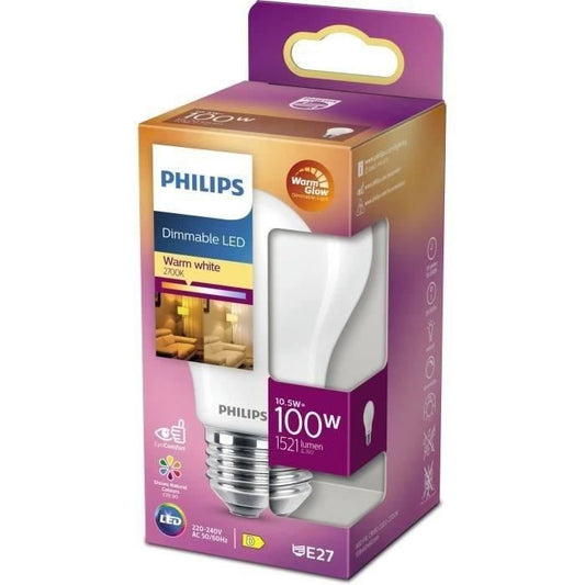 PHILIPS Ampoule LED Standard E27 - 100W Blanc Chaud Dépolie Verre Compatible Variateur - Verre