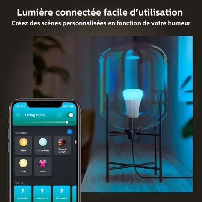 Philips Hue Ampoules LED Connectées White & Color Ambiance GU10 Bluetooth pack de 2 fonctionne avec Alexa Google