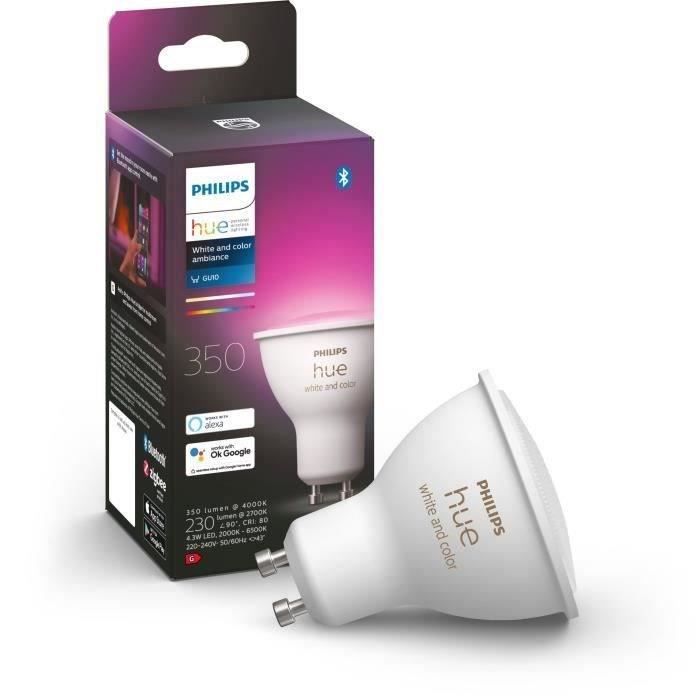 PHILIPS Hue Connectée White & Color Ambiance - Ampoule LED GU10 - Compatible Bluetooth