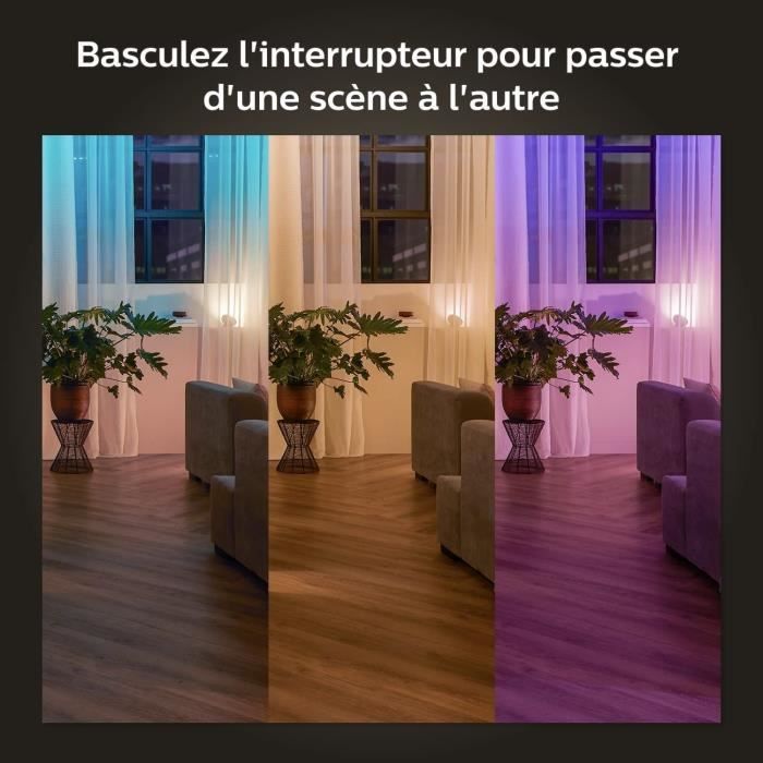 Philips Hue Module d’interrupteur mural Pack de 2 Blanc fonctionne avec Alexa Google Assistant et Apple Homekit