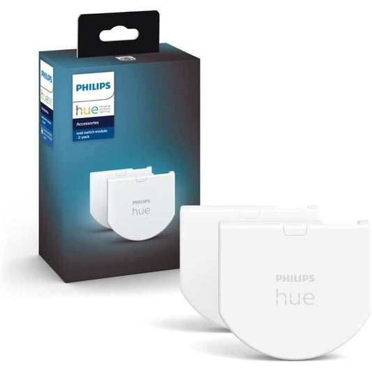 Philips Hue Module d’interrupteur mural Pack de 2 Blanc fonctionne avec Alexa Google Assistant et Apple Homekit