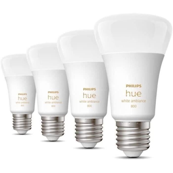 Philips Hue White Ambiance ampoule LED connectée E27 équivalent 60W 800 lumen Pack de 4 compatible Bluetooth