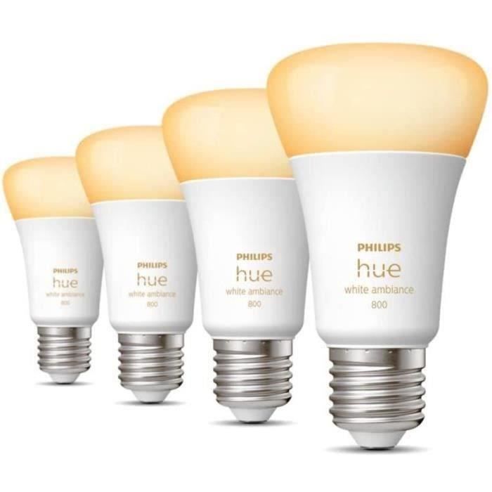 Philips Hue White Ambiance ampoule LED connectée E27 équivalent 60W 800 lumen Pack de 4 compatible Bluetooth