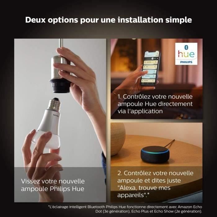 Philips Hue White Ambiance ampoule LED connectée E27 équivalent 75W 1100 lumen compatible Bluetooth pack de 2