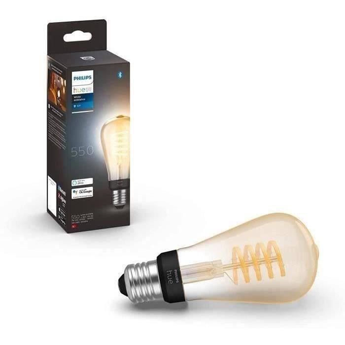 Philips Hue White Ambiance ampoule LED connectée E27 Filament ST64 compatible Bluetooth fonctionne avec Alexa Google