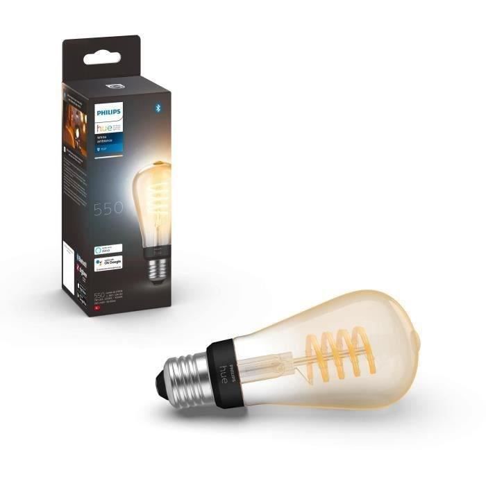 Philips Hue White Ambiance ampoule LED connectée E27 Filament ST64 compatible Bluetooth fonctionne avec Alexa Google